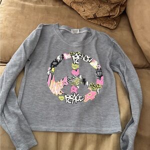 Gray Peace Sign Long Sleeve Tee